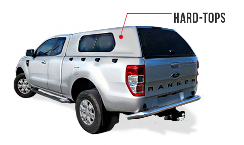 Hard-top pour pick-up 4x4, fabrication Franaise, modle Polyboy par Polystra : Disponible pour Toyota Hilux, Nissan Navara D40, Ford Ranger.